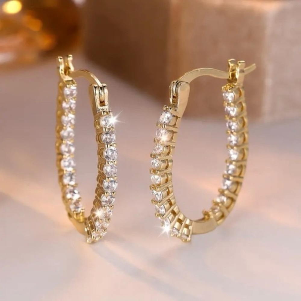 Gold Crystal Hoop Earrings - Women Jewelry Earrings